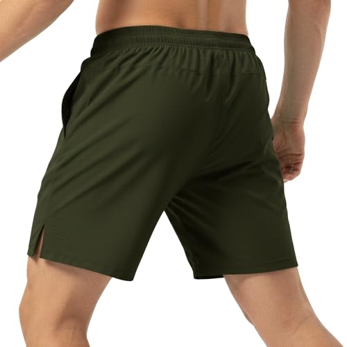 7 Inch Men Swim Trunks Gym Shorts with Mesh Liner Zipper Pocket Quick Dry Breathable for Workout Runing Beach Pool Small Solid Aqua