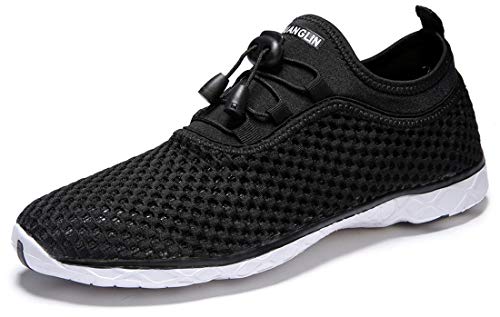 Zhuanglin Men's Quick Drying Aqua Water Shoes Black White 8 - Thumbnail 3