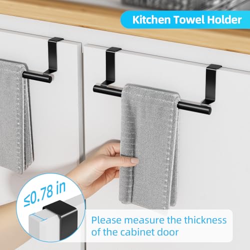 VITVITI-5-Pack-Cabinet-Door-Organizer-Kitchen-Over-the-Door-Towel-Holder-and-Tumbler-Lid-Organizer-Metal-Adhesive-Bathroom-Inside-Cabinet-Doors-Basket-Black