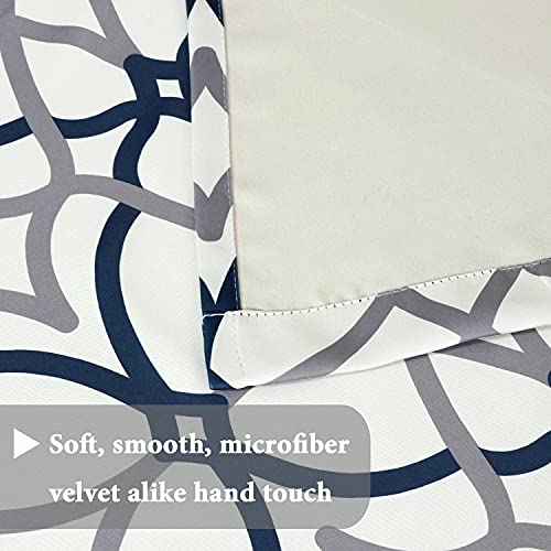 H.versailtex Tie Up Curtains 63 Inch Length Blackout Curtain Thermal Insulated Adjustable Tie Up Shade Balloon Window Shade Rod Pocket Curtain - 42" X 63" - Grey And Navy Geo Pattern #TOP6