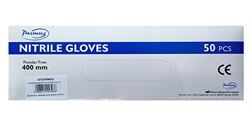 Image of NON STERILE NITRILE EXAMINATION GLOVES 400 MM LENGTH POWDER FREE SIZE XTRA LARGE