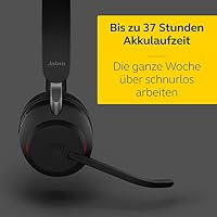 Jabra Evolve2 65 Wireless PC Headset – Noise Cancelling UC Certified Mono Headphones with Long-Lasting Battery – USB-A Bluetooth Adapter – Black – Ansicht 5