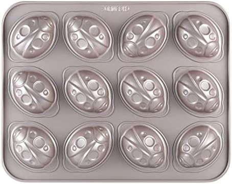CHEFMADE Muffin Cake pan, 12-Cavity Non-Stick Chestnut-Shaped Bakeware for Oven Baking (Champagne Gold)
