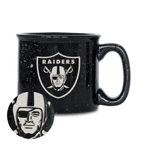 Rico Industries NFL Football Las Vegas Raiders Speckle 12oz Laser Engraved Campfire Mug by Rico Industries - Used condition - CA$23.12