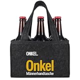 trabag Geburtstag Männerhandtasche Bier - Männerhandtasche Vatertag, Herrenhandtasche Bier für Männer Frauen Freund Kollegen Biertasche aus Hochwertigem Filz Flaschenträger (Onkel)