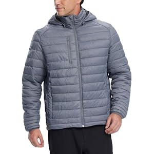 fit space Men’s Insulated Synthetic Down Puffer Jacket Winter Warm Coat Quilted Water Resistant Packable Hiking Camping