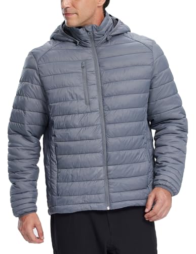 fit space Men's Insulated Synthetic Down Puffer Jacket Winter Warm Coat Quilted Water Resistant Packable Hiking Camping