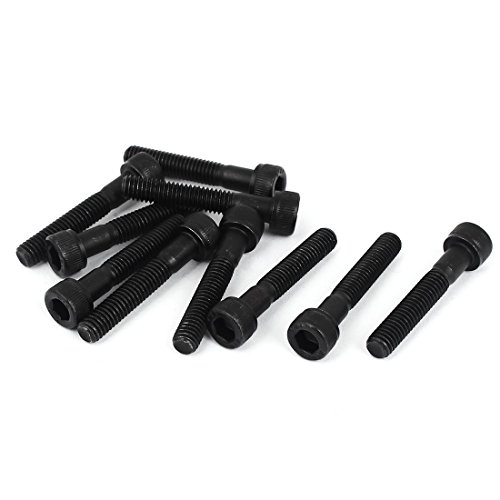 uxcell M6x35mm 12.9 Alloy Steel Screw Cap Point Hex Socket Screws Bolts Black 10 Pcs