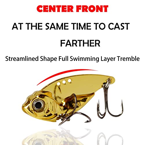 Vinfutin 5Pcs/Box Fishing Spoon Lures Metal Spinner Blade Hard Vib Swimbaits Vibrating Jigging Sinking Lure With Sharp Treble Hooks For Bass Walleye Trout (0.54Oz(15G)-5Pcs) #TOP2