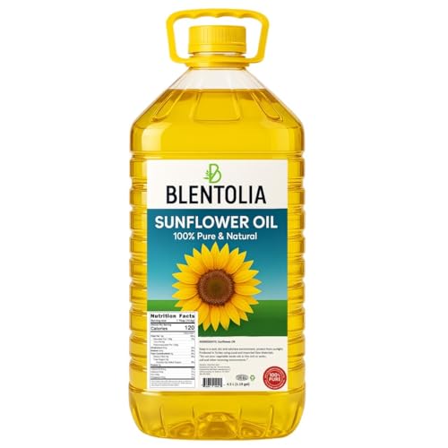 Blentolia- 100% Pure Sunflower Oil – 1.19 Gallon (4.5L) | Light Taste, High Oleic | Ideal for Frying, Cooking & Baking
