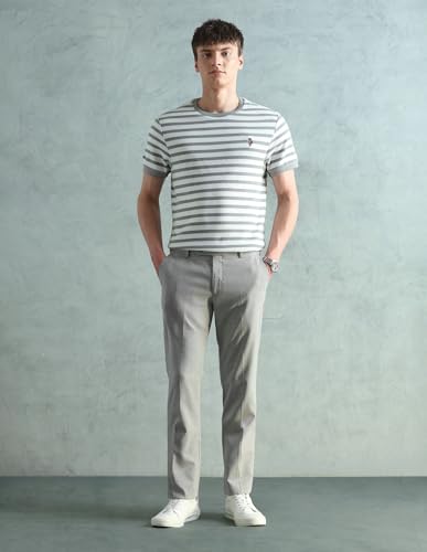 Image of Arrow Men's Tapered fit Textured Trousers