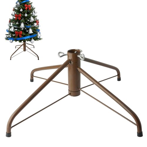 AddGrace Pied de sapin de Noël pliable en métal pour poteau de 3,2 cm pour décoration de la maison (49,8 cm) Marron