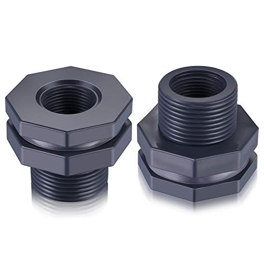 2 Pieces PVC Bulkhead Fitting for Rain Barrels, Aquariums, Water Tanks (3/4 Inch)