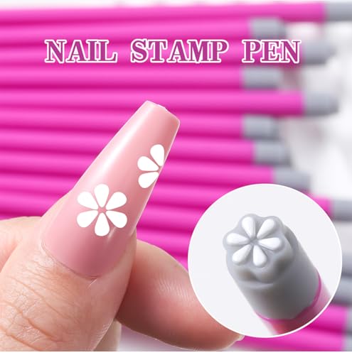 15pcs Nail Art Stamp Pen Set for Women, including Flower Stamp Pen, Stamper with Various Patterns, and Dotting Tools, a DIY Kit for Nail Art. — view 4