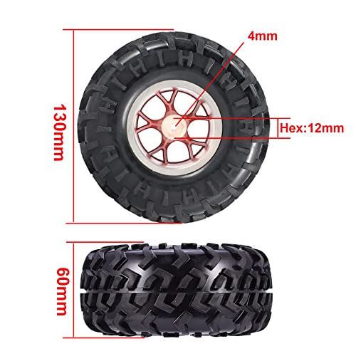 Lafeina 4Pcs 1/10 Rc Monster Truck Wheel And Tire Set, Rubber Tyres And Plastic Wheels For Traxxas Himoto Hsp Hpi Tamiya Kyosho Monster Truck #TOP2