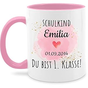 Tasse Tassen 325ml personalisiert mit Namen – Einschulung Geschenke Tasse bedruckt mit – Schulkind – Du bist erste…