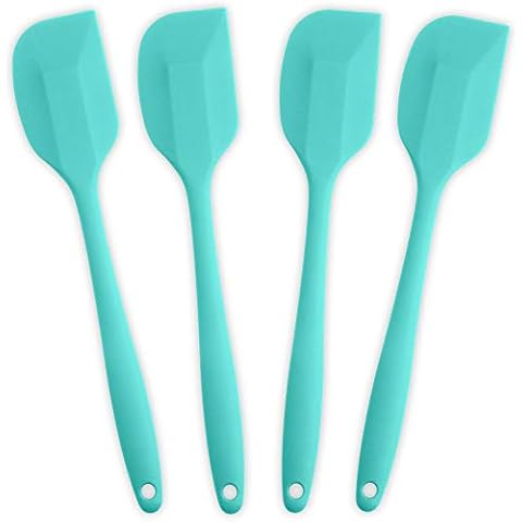 Silicone Spatula 4-piece Set, Heat-Resistant Non-stick Rubber Spatulas with Stainless Steel Core, Light Blue Cover