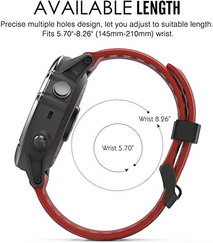 BarRan pulseira compatível com Garmin Fenix 3/Fenix 5X, Soft Silicone Replacement Pulseira de relógi
