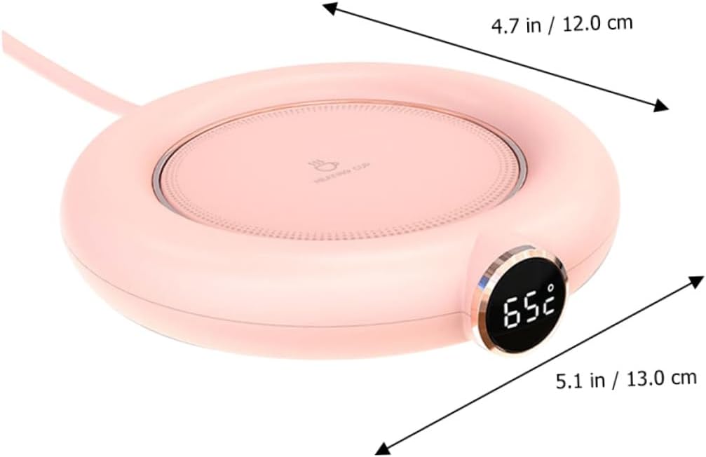 FUOYLOO USB Electric Heating Mug Warmer Mat Level Temperature Control Smooth Surface Coffee Cup Warmer for Desk Use Portable Beverage Heating Pad Pink