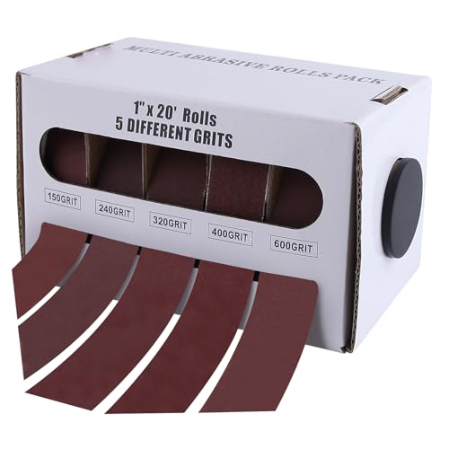 GOLD DEER Schleifpapier-Set mit 5 Körnungen, Schleifpapierrolle, verschiedene Rollen, Schleifpapier, 150, 240, 320, 400, 600, Körnung 150, 240, 320, 400, 600, für Holz, Metall, Polieren