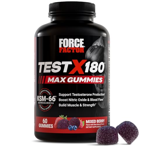 Force Factor Test X180 Max Gummies, Testosterone Booster Supplement for
