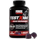 Force Factor Test X180 Max Gummies, Testosterone Booster Supplement for Men, with KSM-66 Ashwagandha to Support T Levels, Strength & Vitality, Mixed Berry, 60 Gummies