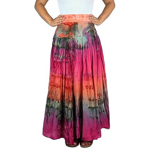 Agan Traders Women's 2025 Summer Tie-dye High Waistband Bohemian Maxi Skirt - A Line Flared Long Skirts for Women3