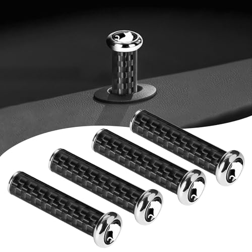 AMZAUTO 4 PCS Carbon Fiber Door Knob Lock, Personalized Cat Car Door Lock Knobs, Universal Automobile Interior Accessories for Most Cars, SUVs, Trucks (Black)