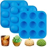 Sidosir 3 Pcs Golf Ball Chocolate Silicone Molds For Cake Decorations, 9-Cavity Golf Ball For Ice, Candy, Hot Chocolate Bomb