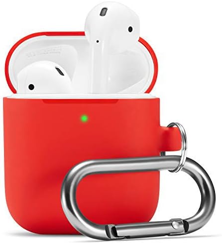 Camyse Airpods Case, Airpod Silicone Skin Cases Cover, Full Protective Durable Shockproof Drop Proof with Keychain Compatible with Apple Airpods Charging Case ,Airpods Accesssories (Red)