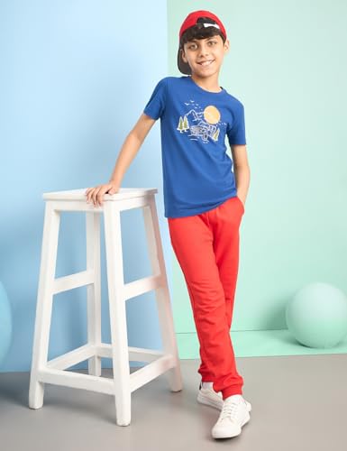 Image of Amazon Brand - Symbol Boys 100% Cotton Graphic Printed Half Sleeves T-Shirt | Age 6-14 Years