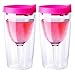 Vino2Go Double Wall Acrylic Tumbler with Double Pink Lids, 10 oz, Pack of 2