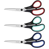 iBayam 3-Pack 8' Heavy Duty Scissors with Ultra Sharp Blades and Comfort Grip Handles - For Office, Home, School, Sewing, and Crafts