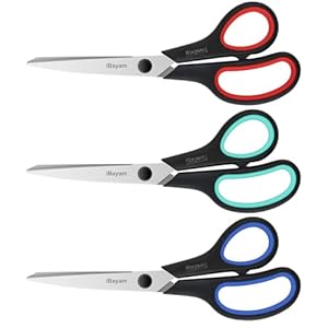 3-Pack 8″ Heavy Duty Scissors with Ultra Sharp Blades and Comfort Grip Handles – For Office, Home, School, Sewing, and Crafts