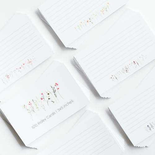 Tarjetas de índice de flores silvestres y notas flash florales en pack de 100 unidades 3