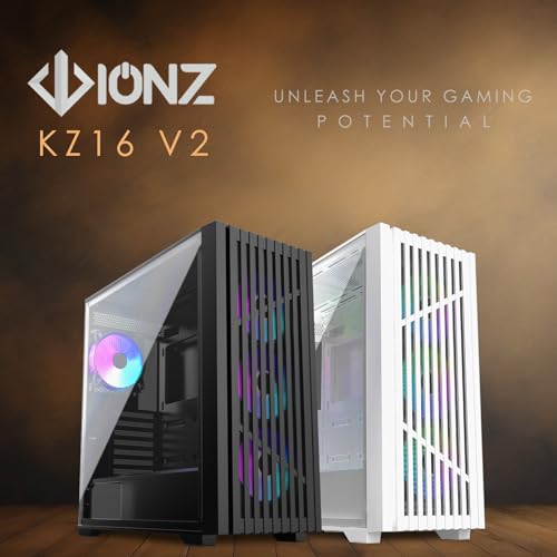 iONZ KZ16 V2 PC Computer Mid Tower Gaming Case, E-ATX, White - Image 5