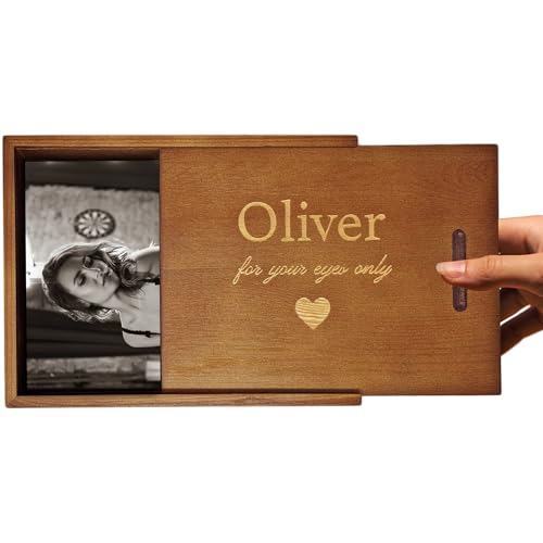 Boudoir Wooden Photo Box 5x7 - For Your Eyes Only Photo Album Memory Storage, Gifts to Groom from Bride, Gift for Anniversary, To My Husband On Our Wedding Day Sexy Gift Box Valentine's Gift