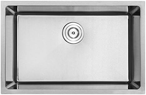 28" PLZ-24-TBASK Undermount 18 Gauge Stainless Steel Square Kitchen Sink with Tight Radius Corners