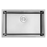 28" PLZ-24-TBASK Undermount 18 Gauge Stainless Steel Square Kitchen Sink with Tight Radius Corners