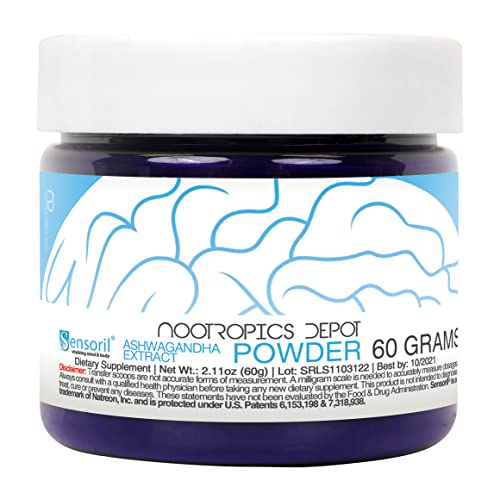 Nootropics Depot Sensoril Ashwagandha Powder 60 Grams | Ayurveda Supplement | Supports Healthy Energy, Mental Cognition #TOP5