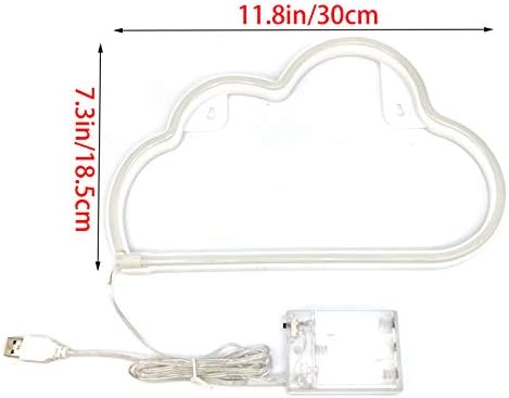YIVIYAR Cloud Light Cloud Neon Light Cloud LED Light for Wall Decor, Battery/USB Powered Neon Cloud Light Neon Cloud Night Light for Bedroom Neon Wall Light Neon Lamp for Kids Bedroom Warm White Light