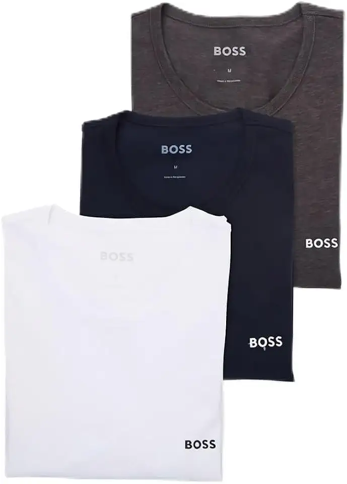 Pacote com 3 camisetas masculinas de algodão e gola redonda