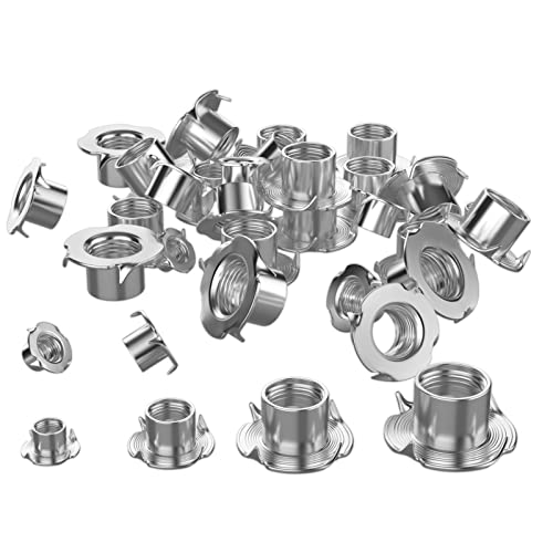 Drive-in nuts, M5 drive-in nuts with 4 impact tips, 304 stainless steel, four-prong nuts, 24 pieces, thick drive-in nut, metric threaded nuts, wood nuts, optionally M5, M6, M8, M10 for wood plastic