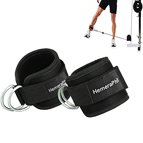 HemeraPhit 1 Paire de Sangles de Cheville à Deux Anneaux en D réglables pour Attacher à des Machines (Noir) Cover