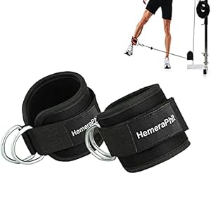 Double D-ring Ankle Cuff Straps Adjustable Leg Weight Wrist Belt for Cable Machine Attachment, 1Pair