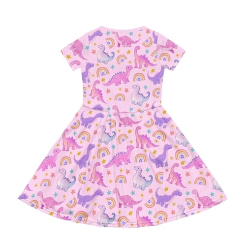 Image of Short Sleeve Dress for Girls with Pockets Cute Toddler Girl Clothes Summer 2-12