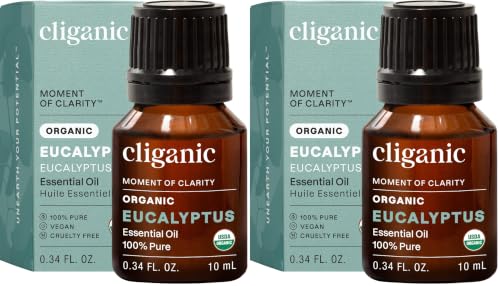Image of Cliganic USDA Organic Eucalyptus Essential Oil, 100% Pure | Natural Aromatherapy Oil for Diffuser Steam Distilled | Non-GMO Verified (Pack of 2)