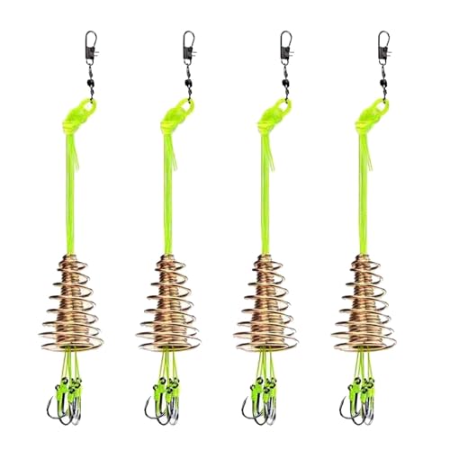 Juego de aparejos de pesca, 4 unidades, anzuelos de plumas, anzuelos de pesca, anzuelos inferiores, anzuelos de pesca, anzuelos antiviento, accesorios de pesca para trucha, perca y tipo de pez