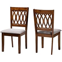 Baxton Studio Florencia Dining Chairs, Set of 2, Grey/Walnut Brown