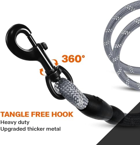 image for Taglory Rope Dog Leash 4 FT with Comfortable Padded Handle, Highly Ref